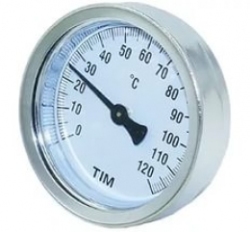 Термометр TIM с гильзой 1/4"(0℃ - 120℃), резьба 1/2", биметалл