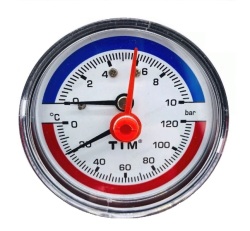 Термоманометр TIM аксиальный 63мм на 6 бар (0℃ - 120℃)